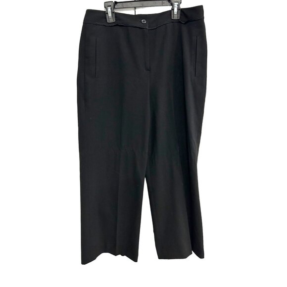 Larry Levine Stretch Black Dress Pants Sz 8 Button Closure Pockets - Picture 1 of 8
